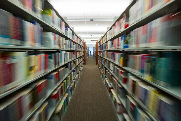 Library book stacks